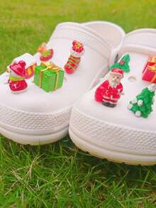 12 PIEZAS Decoración navideña para zapatos, adornos navideños para sandalias y zapatillas, decoración de zapatos linda para zapatos de mujer, regalo especial de Navidad para familias y amigos, idea de regalo en la moda de zapatos - Multicolor - Ver 2