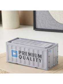 Contenedor de metal mini de 11,5 cm de largo, caja de almacenamiento de estilo industrial retro para oficina, organizador de hogar creativo