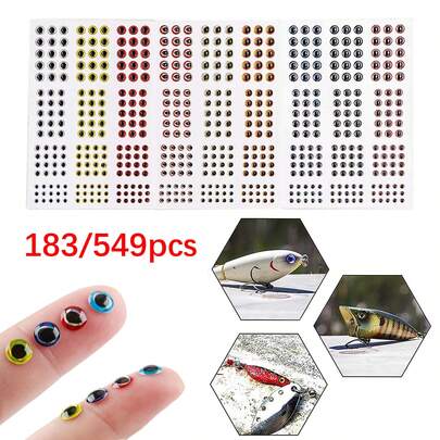 183/549pcs 3D 4D Fish Eye Oval Shaped Realistic Fish Eyes, For Making Fishing Lures, Flies, Stream Baits, Fishing Craft