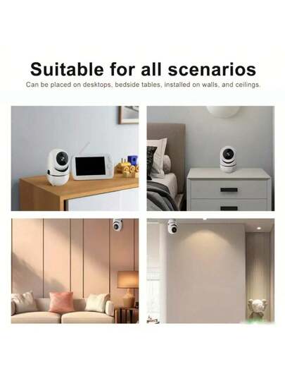 1/2/ 1080P Wireless Security Camera, 2.4G WiFi, Night Vision, Two Way Audio, 355° Panoramic View, Home, Baby Room, Elderly USB Powered, Indoor/Outdoor Surveillance Camera view 3