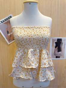 SUMMER FLORAL BLOUSE VARIATIONS 2 Ruffles - Màu be - Xem 1