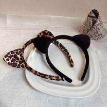 1 pièce Serre-tête à oreilles de chat, serre-tête imprimé léopard, serre-tête en peluche, doux et confortable, imprimé animal, convient pour un port quotidien, streetwear, mode, accessoire capillaire pour femme, article polyvalent, convient aux jeunes femmes et aux passionnés de mode, style mignon, accessoire capillaire personnalisé - Multicolore - Voir 10