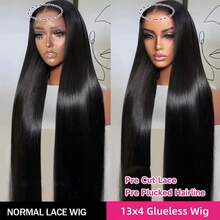 Glueless Wig 200% 40 Inch 13x4 Transparent Lace Frontal Wig Straight Brazilian Pre Plucked With Baby Hair Put On And Go Glueless Wig Lace Front Wigs Long Straight Human Hair Wigs Natural Black Color For Women - Glueless Black - 查看 3