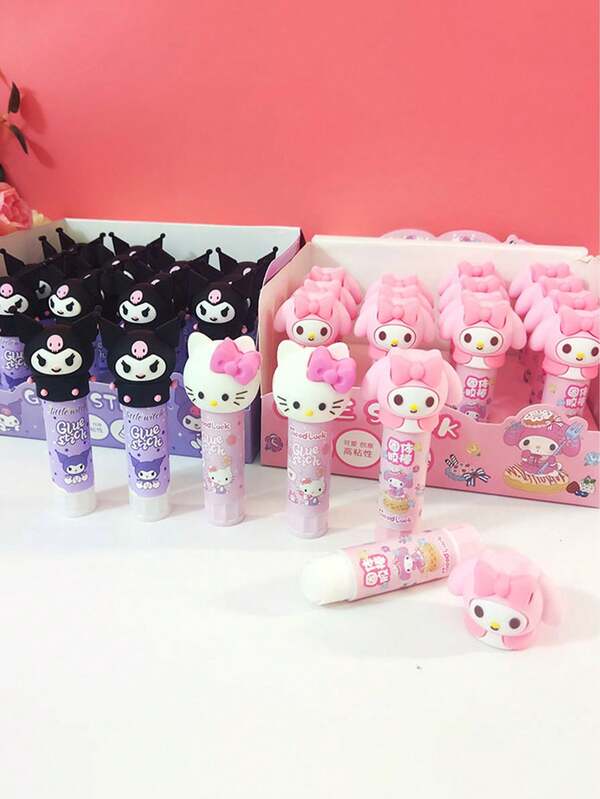 1/3/6 piezas Genuino Sanrio Hello Kitty, Kuromi, My Melody Barras de pegamento sólidas y lindas, alta adhesividad DIY artesanía para niños, adolescentes y adultos, útiles de aprendizaje y oficina