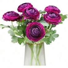 Artificial Ranunculus Flowers With Real Touch Stem, Silk Ranunculus Flowers(10 Pack) (White)-KF - Purple - View 8