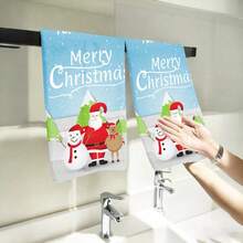 2PCS Christmas Kitchen Towels Merry Christmas Santa Snowman Reindeer Multifunctional Towels, Minimalist, Highly Absorbent,, Suitable For, Outdoor, Gym, Dining Room, Winter Decor Gift