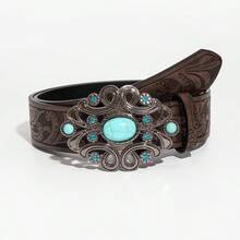 1 Stück Herren Vintage Western Y2K Gravierte Blumen Metall Gürtelschnalle, Geprägt Lässiger Gürtel, Geeignet für täglichen Tragen Vintage Herbst/Winter Stadtoutfit Klassische Weihnachten Mode Tägliches Geschenk für Freund