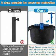 Bolsa de peso para sombrilla de playa con anclaje de, kit de base de paraguas de playa porttil para exteriores, accesorios fijos con pala, se adapta a la mayora de sombrillas de playa, - inicial - Ver 7