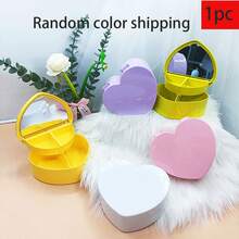 1pc Heart-Shaped Double Layer Storage Box, Double Layer Jewelry Desktop Organizer Box, Wedding Girl Cherry Star Love Storage Box, Desktop Jewelry DIY Storage Box, Pink Double Layer Jewelry Box, Girl Desktop Elastic Band Bracelet Miscellaneous Organizer Box, Girl Heart-Shaped Storage Box, Bead Jewelry Storage Box - Multicolor - View 14