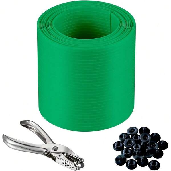 Trial Set, Interlocking Fence Privacy Strips,  Feet Fence Privacy Strips, (Includes 10 Clasps + One Hole Punch) Green, For Decks, Patios, Fences, Barbed Wire And More.