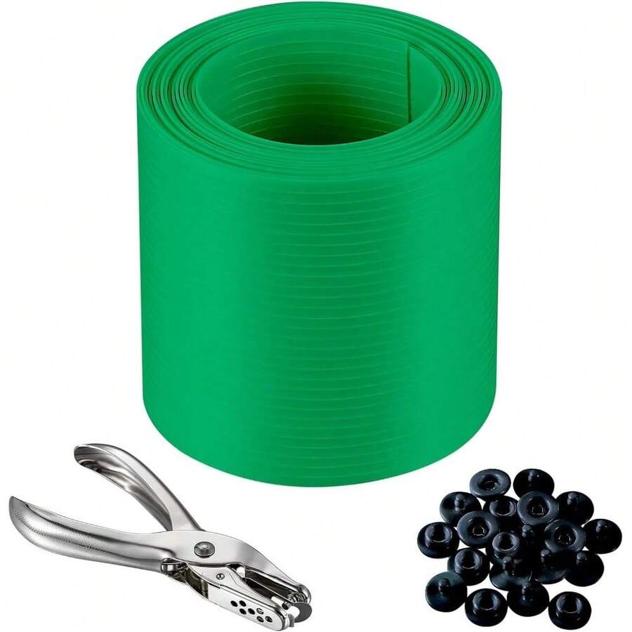 Trial Set, Interlocking Fence Privacy Strips,  Feet Fence Privacy Strips, (Includes 10 Clasps + One Hole Punch) Green, For Decks, Patios, Fences, Barbed Wire And More.