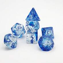 7 piezas Juego de dados poliédricos de estilo azul clásico, dados para juegos de rol, regalos de Halloween/Pascua/Navidad, artículos esenciales para acampar