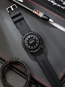 1 buc. Ceas elegant pentru femei cu cuarț, cu bilă magnetică plutitoare, din silicon, potrivit pentru purtare zilnică - Negru - Vizualizare 3