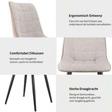 2 Sets Of Armchairs With Metal Frame, Linen Plastic Leather, Comfortable Dining Chair With Sturdy Structure, Lightweight And Modern Multifunctional Space - 灰色 - 查看 5