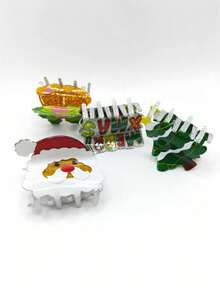 Christmas Half-Bundle Hairpins, Cute Shark And Tree-Shaped Hairpins, Featuring Elements Such As Santa Claus, Christmas Tree, Bells, And Christmas Greetings. Hair Accessories - Perfect For Christmas, Christmas Headwear, Christmas Gifts, Christmas Decorations.