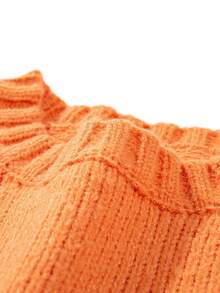 女式休闲街头风格宽松破洞毛衣 - 桔色 - 查看 7