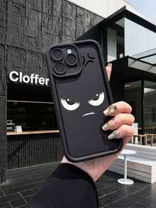 Expression 1pc Minimalist Angry Face Pattern Thick Shockproof Protective Phone Case, Compatible With Iphone 17/17 Pro/17 Pro Max/17 Air/16/11/16 Pro/16 Plus/16 Pro Max/16e/15 Pro Max/13/14/12/11/7G/8P, Galaxy, Redmi, Transsion, Vivo, HONOR, Realme