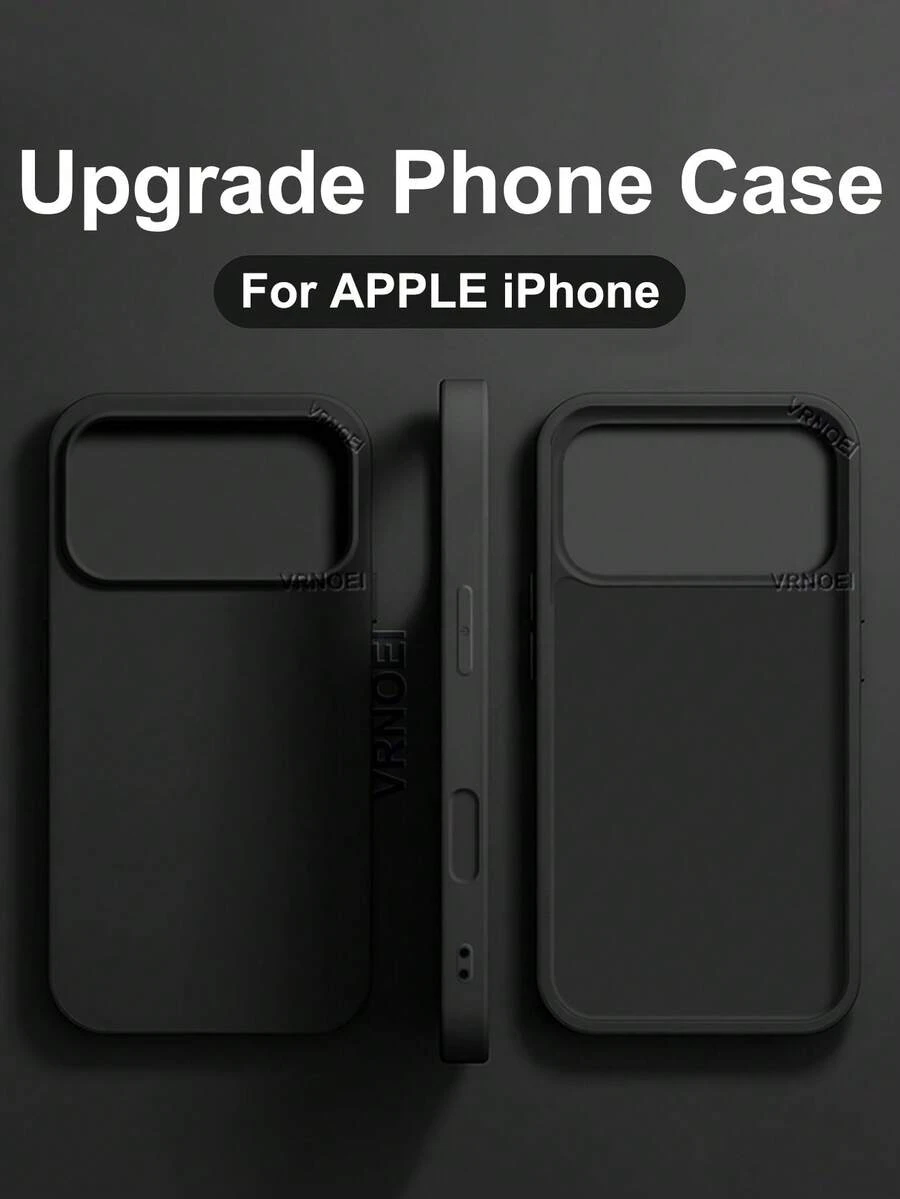 VRNOEI Black Large Hole Candy Simple Solid Color Compatible With IPhone 11 12 13 14 15 16 17 Pro Max Phone Cases Frosted Creative Anti Drop Compatible With IPhone 17 AIR 14 16 15 16 Plus Phone Protective Case