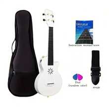 58.42 Cm Carbon Fiber Soprano Ukulele - Lightweight & Durable Beginner Kit For Adults & Teens, Easy To Play With Clear Fretboard, Includes 6 Strings & 2 Picks, White, Perfect For Home Or Travel, Travel Ukulele, Sleek Instrument, Durable Construction - Multicolor - View 3