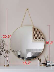 1 pieza Espejo de pared circular con marco dorado, adecuado para baño, tocador, entrada, sala de estar, decoración de pared