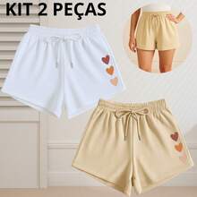 kit 2 short branco e bege