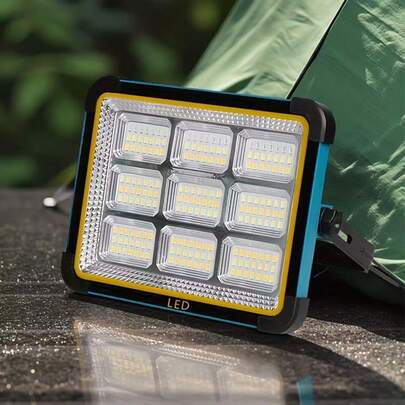 1/2pcs 189 LED Solar Outdoor Wall Light, 9-Grid Portable Handheld LED Lamp, 4*1200mAh High Capacity Battery All-Night Lighting, Sturdy Structure, Durable, Solar Charging, Suitable For Camping, Travel And Emergencies