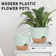 - Macetas grandes de 12 pulgadas, 10 pulgadas, 9 pulgadas, paquete de 3 macetas con mltiples agujeros de drenaje de malla para plantas y flores de jardn de interiores y exteriores. - Verde + 12+10+9 pulgadas - Ver 5
