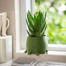 - Maceta de plstico de 5.2 pulgadas, maceta de riego automtico con agujeros de drenaje para interiores y exteriores, maceta suculenta, maceta divertida, verde oscuro - Verde oscuro - Ver 7