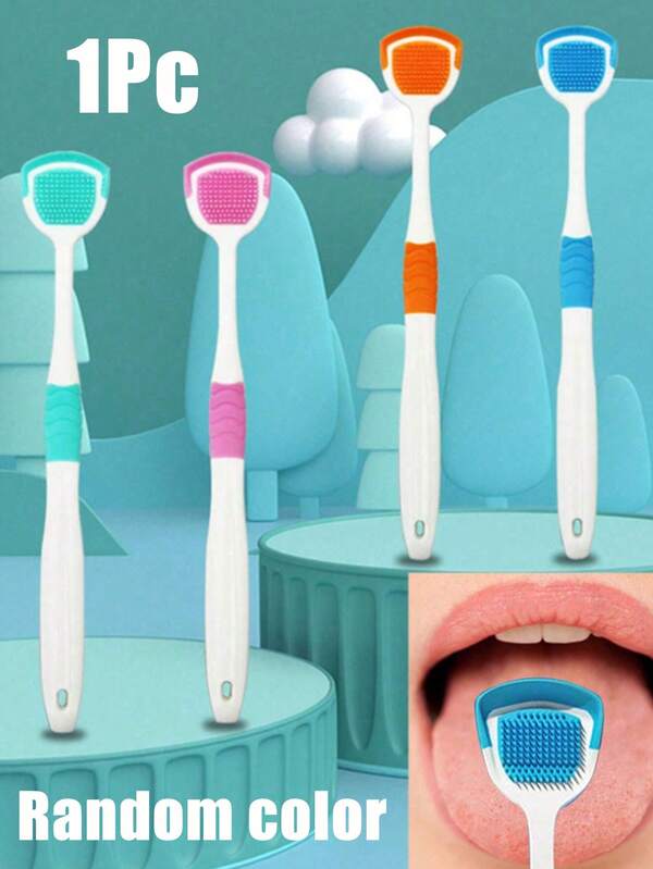 1Pc Color Random Tongue Coating Scraper, Tongue Coating Cleaning Brush Cleaner, Adult Deodorizer, Tongue Scraper, Tongue Scraper, Tongue Cleaner, Silicone Tongue Scraper Oral Cleaner Brush Clean Tongue Oral Cleaning Brushes Tongue Hygiene CareMouth Fresh Breath Scraping