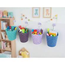 CASAMAX WL nstalación rápida + cesta organizadora plástica con gancho + multiuso ventilada + baño/cocina/escritorio + familia/estudiantes/oficinistas - Multicolor - Ver 3