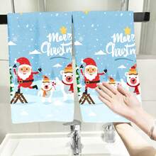 2PCS Christmas Kitchen Towels Santa Snowman Christmas Tree Star Tea Dishtowels, Soft Microfiber, Minimalist, Highly Absorbent, Suitable For, Outdoor, Travel, Picnic, Winter Decor Gift