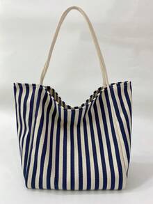 Nuova borsa a spalla da donna a righe per l'autunno/inverno, borsa a righe di moda, casual con grande capacità, borsa a tracolla minimalista adatta per studenti universitari, studenti delle superiori, pendolarismo per il lavoro, shopping, viaggi, fitness, abbinabile a vari outfit