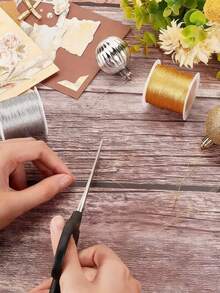 1 件金属绳，用于手工制作、珠宝制作，厚度 0.2 毫米，圆形混合颜色金色和银色，每卷 153 码（140 米），多功能耐用装饰绳 - 串珠绳，适用于 DIY 圣诞吊坠绳 - 彩色 - 查看 3