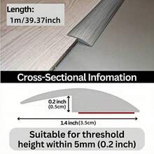 1pc 39.37-Inch Durable Self-Adhesive PVC Wood Grain Transition Strip, Flexible Edge For Carpet And Hard Floor Decoration, Suitable For Carpet, Laminate And Vinyl Baseboards