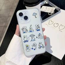 Halbtransparente Neue Kreative Luxusmode Cartoon Welpen Baden Skateboardfahren Reiten Handyhülle Kompatibel mit iPhone 17 Air 16 16e 15 14 13 12 11 Pro Max X XR XSMAX 8 7 e Plus Matte Halbtransparente Weiche Hülle Rückseite - Transparent - Übersicht 4