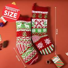 Paquete de 3 Calcetines Navideños de 18" de JOYIN, Calcetines Navideños de Punto Rústico de Tamaño Grande en Rojo y Verde, para Decoraciones Navideñas Familiares - rojo clásico - Ver 6