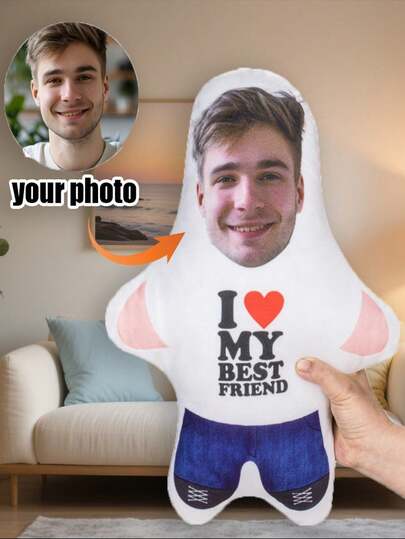 Customized 3D Photo Throw Pillow - Personalized Cute Cartoon Design Cushion - Perfect Gift For Friends, Girlfriends And Couples, Ideal For Sofa Or Bed Decor, Decorative Pillow, Personalized Animal Shaped Pillow, Birthday Gift, Multi-Color Mix