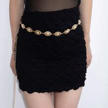 1pc Adjustable Metal Disc Waist Chain, Women Dress Accessory Waist Belt, Versatile For Sweater, Bohemian Style Slimming Waist Cincher