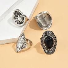 4 Sets Of Bohemian Retro Palace Do Old Joint Ring Individual Carved Hand Ornaments Small Creative Design Sense Individual Ring Ring - Sliver2 - Xem 6