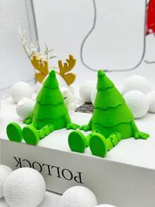 Christmas Decorations, Brother Christmas Tree, Christmas Deer, 3D Printed Plastic Figurines, Desktop Christmas Decor, Sitting Christmas Tree With Legs, Movable Joint Christmas Tree, Faux Snow Balls, Desk & Windowsill Decor, Store Holiday Decorations, Holidays, Parties, Christmas Gifts, Mini Home Decor Accessories, Christmas Celebration Ornaments - Multicolor - View 11