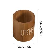 Wooden Utensil Holder For Kitchen Counter - Multipurpose Cooking Utensil Canister - Kitchen Decor And Accessory Storage - Cutlery Organizer Box, Brown, Kitchen Utensil Storage | Decorative Kitchen Supplies | Wooden Utensil Rack - Brown - View 5
