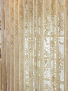 1 件米色提花薄纱窗帘 - 奢华柔软垂坠窗帘，杆袋设计，适用于客厅和卧室 - 轻薄透气的窗帘，客厅窗帘，卧室窗帘 - 米色 - 查看 5