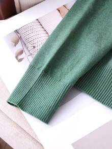 GIGOGOU 女士轻薄保暖休闲毛衣上衣，柔软舒适，简约时尚，秋冬服装 - 橄欖綠 - 查看 4