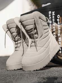 男士厚底户外登山靴，灰色时尚休闲牛仔靴，经典2025复古高帮鞋，绒面面料，厚实保暖登山靴，防水防滑工作靴，软底运动骑行靴