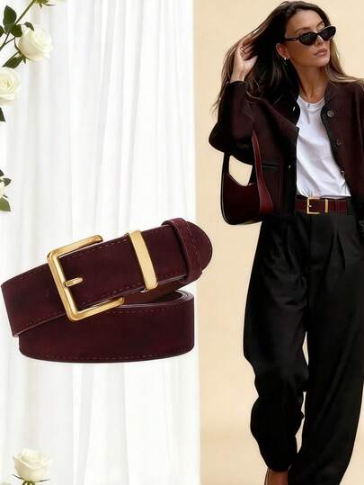 2pcs Premium Denim Belt, Velvet Waist Belt For Women & Men, 2025 New Fashion Decorative Pants Belt