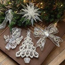 Christmas Ice Crystal Pendant Christmas Tree Pendant Transparent Acrylic Angel Light Luxury Decoration Scene Decoration Props