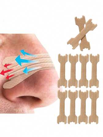 50 piezas, dilatador nasal multifuncional, parche auxiliar, parche reductor del ronquido, uso diario, parche para respiración nocturna durante el sueño, mejora la calidad del sueño y ayuda a la respiración, ventilación física asistida especialmente diseñada para el parche nasal, conveniente para respirar por la nariz. Soporte no sensorial para la nariz, suave y no irritante, adecuado para el empaque portátil para el hogar.