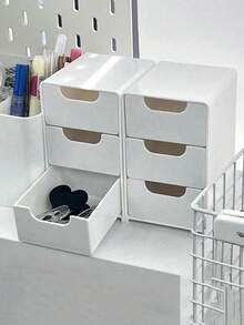 2pcs Mini 3-Tier Drawer Storage Box, Suitable For Storing Jewelry, Hair Accessories, Earrings And Other Small Items, Furniture, Office, Study, Bedroom, Bathroom. 3-Tier Desktop Storage Box, Office Storage Box, Jewelry Storage Box, Drawer Makeup Storage Box, Autumn Bedroom Decor, Desktop Organization, Home Desk And Drawer Organizer, Christmas Decoration, Christmas Gift, Valentine's Day Gift, New Year Gift (1/2pcs Available) - Multicolor - View 7