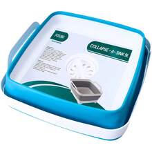Dish Basin Collapsible With Drain Plug Carry Handles For 9 L Capacity, Collapsible Sink Tub, Dish Wash Basin, Portable Dish Tub, Foldable Dishpan For Camping Dish Washing Tub And RV Sink - Sky Blue - 查看 8