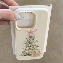 1pc TPU Material Cute Pink Bow, Christmas Tree, Deer Pattern Phone Case Suitable For IPhonng/Redmi Phones - White - View 3